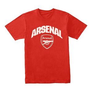 Arsenal FC Unisex Adult Wordmark Crest T-Shirt / Red